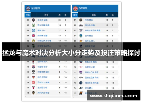 猛龙与魔术对决分析大小分走势及投注策略探讨
